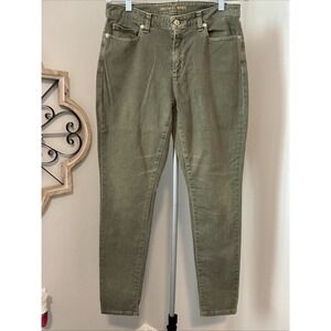 Michael Kors Izzy Cropped Skinny Mid Rise Jeans Size 10 Safari Green Washed